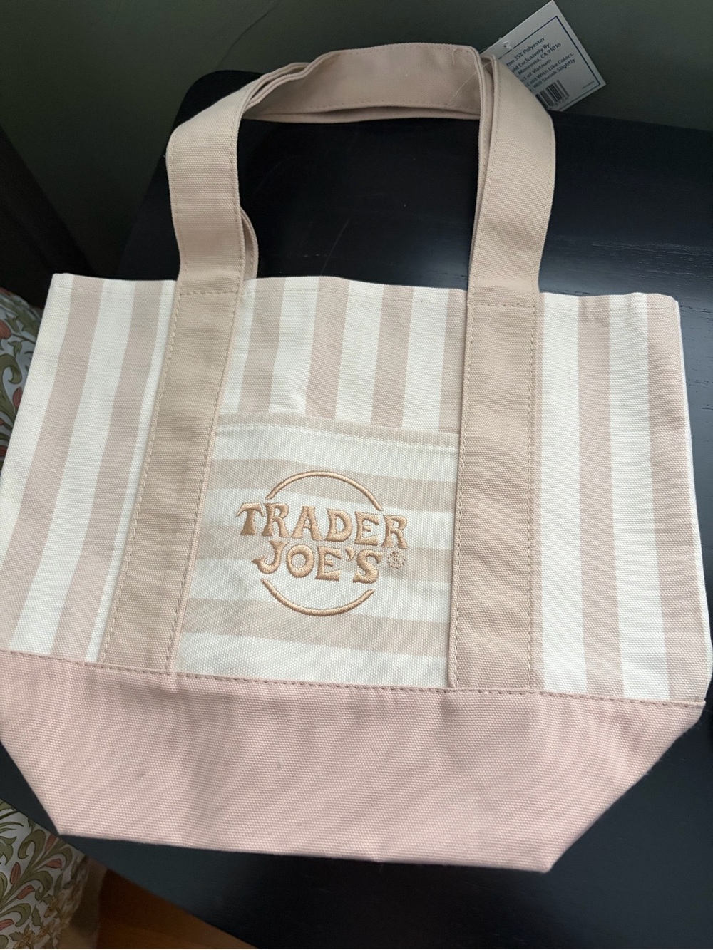Trader Joe's beige Striped Canvas Tote